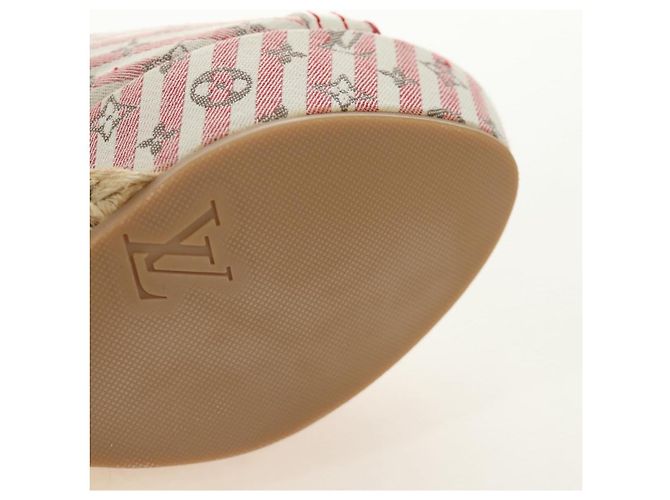 Sandali con zeppa LOUIS VUITTON Monogram Mini Anemone Red Rouge LV Auth 184389M Rosso - vista 16