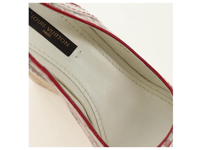 Sandali con zeppa LOUIS VUITTON Monogram Mini Anemone Red Rouge LV Auth 184389M Rosso - vista 18