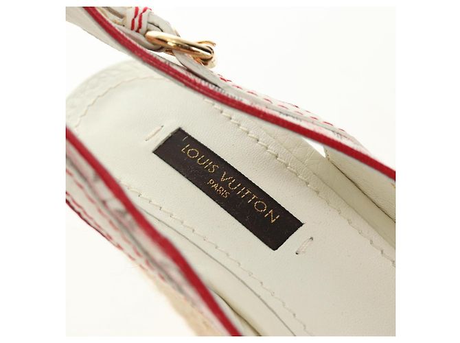 Sandali con zeppa LOUIS VUITTON Monogram Mini Anemone Red Rouge LV Auth 184389M Rosso - vista 19