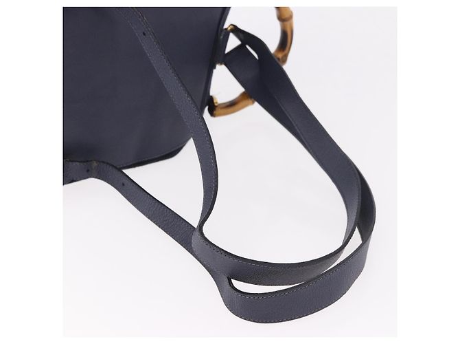 Zaino GUCCI Bamboo in scamosciato blu navy e oro 003 2058 0016 Auth ki6672A D'oro - vista 10
