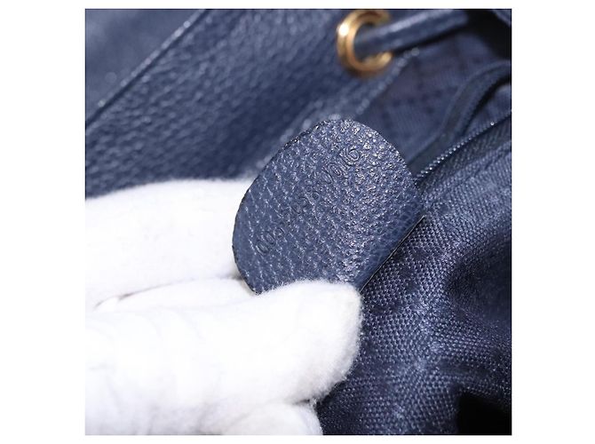 Zaino GUCCI Bamboo in scamosciato blu navy e oro 003 2058 0016 Auth ki6672A D'oro - vista 12