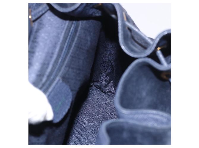 Zaino GUCCI Bamboo in scamosciato blu navy e oro 003 2058 0016 Auth ki6672A D'oro - vista 24
