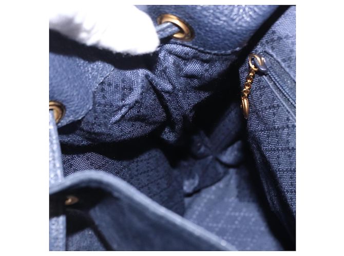 Zaino GUCCI Bamboo in scamosciato blu navy e oro 003 2058 0016 Auth ki6672A D'oro - vista 25