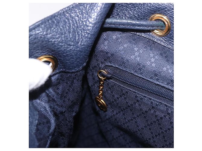 Zaino GUCCI Bamboo in scamosciato blu navy e oro 003 2058 0016 Auth ki6672A D'oro - vista 26