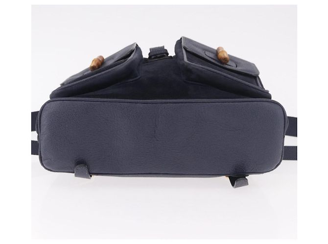 Zaino GUCCI Bamboo in scamosciato blu navy e oro 003 2058 0016 Auth ki6672A D'oro - vista 5