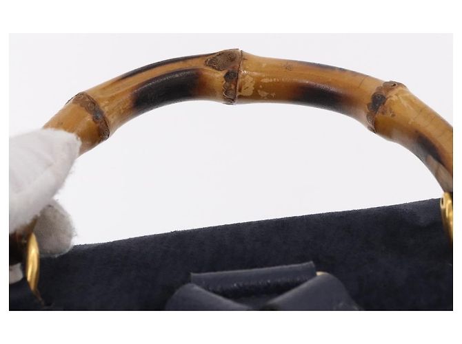 Zaino GUCCI Bamboo in scamosciato blu navy e oro 003 2058 0016 Auth ki6672A D'oro - vista 8