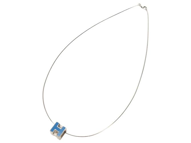 Hermès Collana HERMES Cage De H H Cube in metallo Argento Autentica 183125V - vista 13