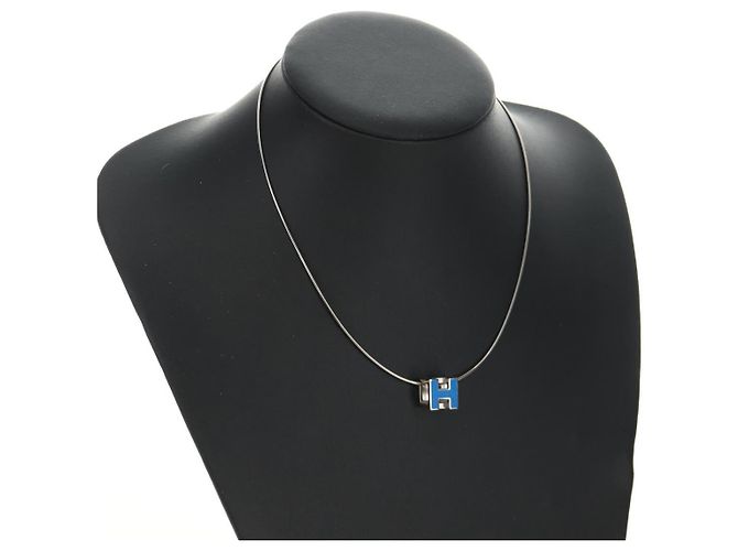 Hermès Collana HERMES Cage De H H Cube in metallo Argento Autentica 183125V - vista 14