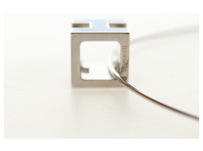 Hermès Collana HERMES Cage De H H Cube in metallo Argento Autentica 183125V - vista 7