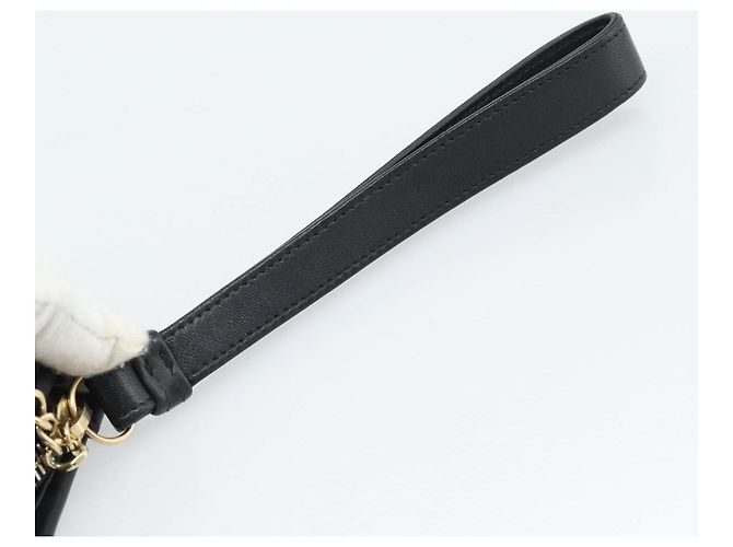 Clutch CHANEL in vinile nero e oro CC Auth bs35542V D'oro - vista 7