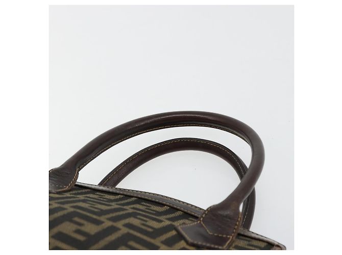 Borsa a mano FENDI Zucca Canvas 2way Nero Marrone Oro Auth 184637 D'oro - vista 14