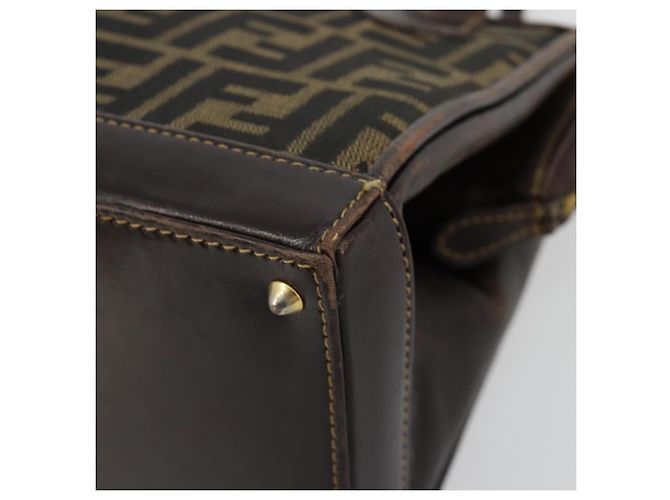 Borsa a mano FENDI Zucca Canvas 2way Nero Marrone Oro Auth 184637 D'oro - vista 15