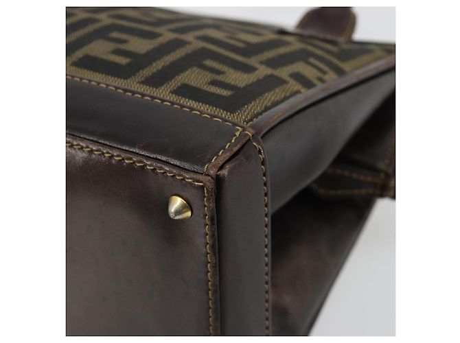 Borsa a mano FENDI Zucca Canvas 2way Nero Marrone Oro Auth 184637 D'oro - vista 17