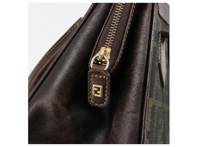 Borsa a mano FENDI Zucca Canvas 2way Nero Marrone Oro Auth 184637 D'oro - vista 19