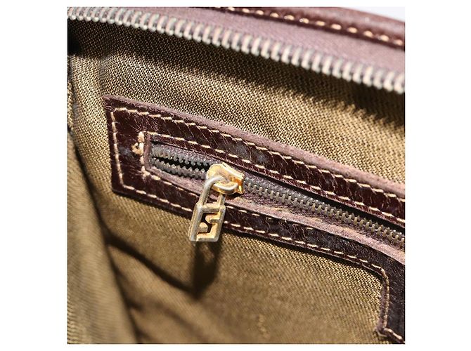 Borsa a mano FENDI Zucca Canvas 2way Nero Marrone Oro Auth 184637 D'oro - vista 23