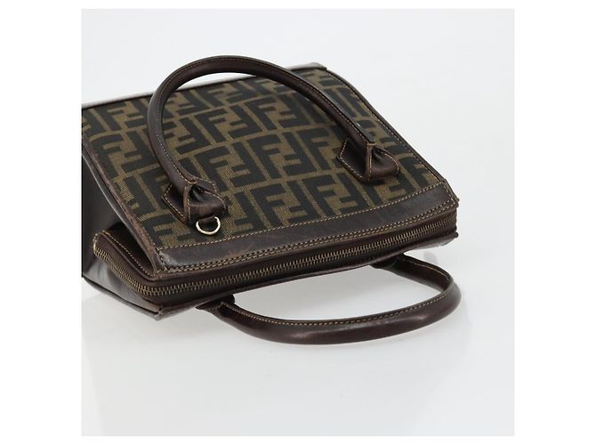 Borsa a mano FENDI Zucca Canvas 2way Nero Marrone Oro Auth 184637 D'oro - vista 6