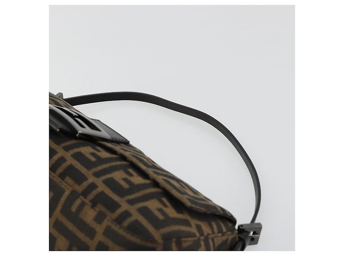 FENDI Zucca Canvas Mamma Baguette Shoulder Bag Black Brown Auth 184907SAM Castaño Negro - vista 14