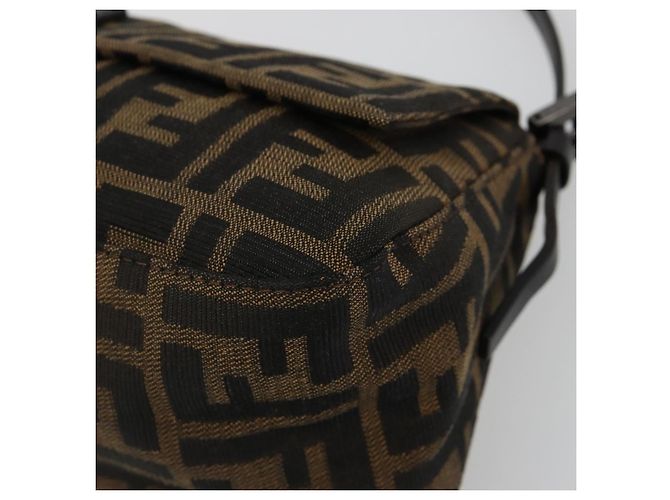 FENDI Zucca Canvas Mamma Baguette Shoulder Bag Black Brown Auth 184907SAM Castaño Negro - vista 15