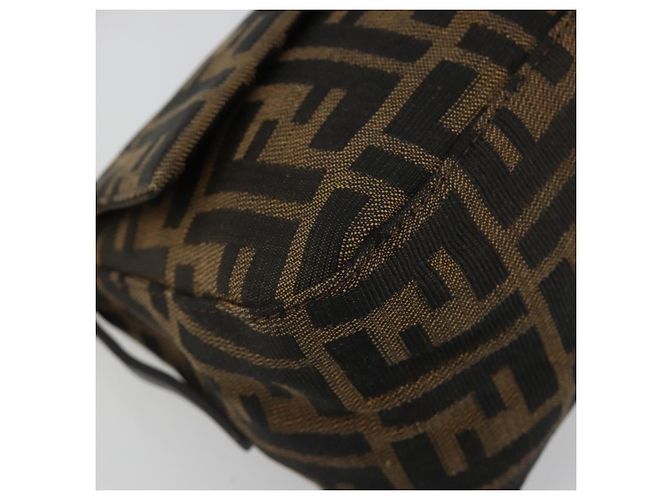FENDI Zucca Canvas Mamma Baguette Shoulder Bag Black Brown Auth 184907SAM Castaño Negro - vista 16