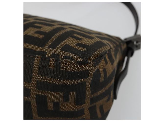 FENDI Zucca Canvas Mamma Baguette Shoulder Bag Black Brown Auth 184907SAM Castaño Negro - vista 17
