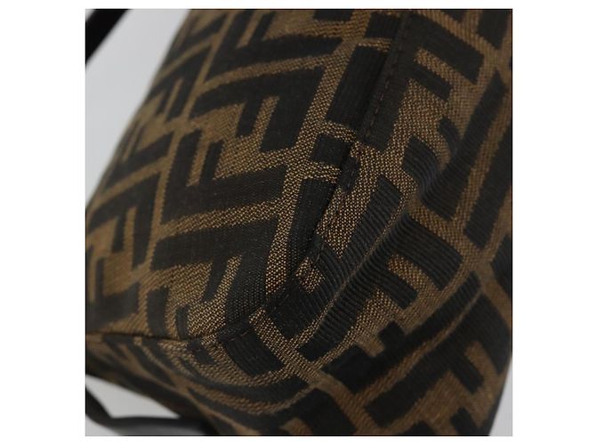 FENDI Zucca Canvas Mamma Baguette Shoulder Bag Black Brown Auth 184907SAM Castaño Negro - vista 18