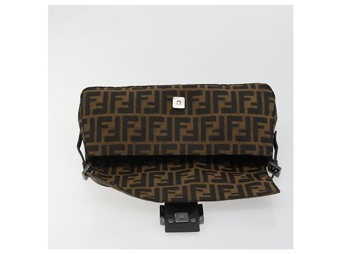FENDI Zucca Canvas Mamma Baguette Shoulder Bag Black Brown Auth 184907SAM Castaño Negro - vista 20