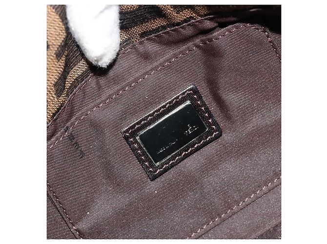 FENDI Zucca Canvas Mamma Baguette Shoulder Bag Black Brown Auth 184907SAM Castaño Negro - vista 21