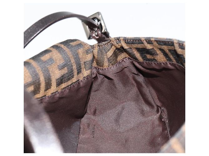 FENDI Zucca Canvas Mamma Baguette Shoulder Bag Black Brown Auth 184907SAM Castaño Negro - vista 22