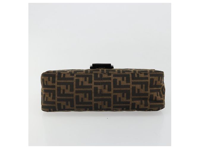 FENDI Zucca Canvas Mamma Baguette Shoulder Bag Black Brown Auth 184907SAM Castaño Negro - vista 5