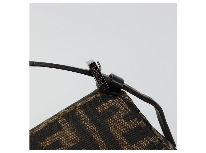 FENDI Zucca Canvas Mamma Baguette Shoulder Bag Black Brown Auth 184907SAM Castaño Negro - vista 8