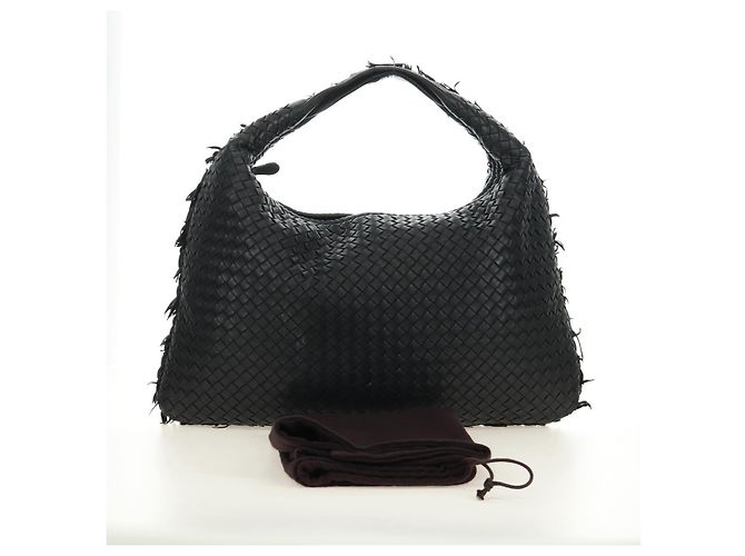 Bottega Veneta Borsa Hobo BOTTEGAVENETA INTRECCIATO in pelle nera e oro 115654 Auth 185094SAM - vista 12
