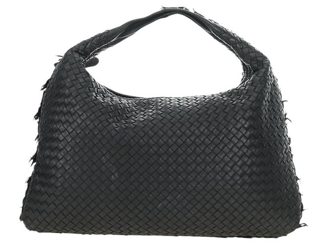 Bottega Veneta Borsa Hobo BOTTEGAVENETA INTRECCIATO in pelle nera e oro 115654 Auth 185094SAM - vista 13