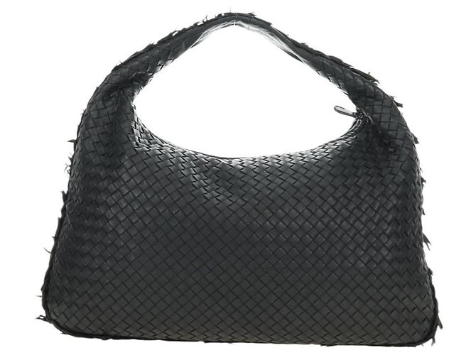 Bottega Veneta Borsa Hobo BOTTEGAVENETA INTRECCIATO in pelle nera e oro 115654 Auth 185094SAM - vista 2