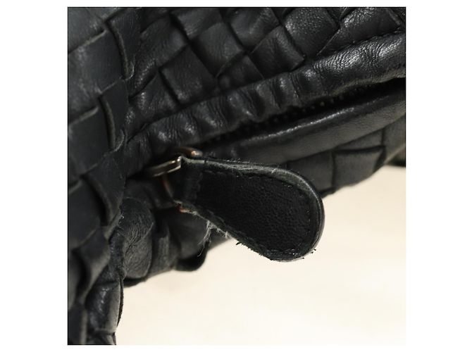 Bottega Veneta Borsa Hobo BOTTEGAVENETA INTRECCIATO in pelle nera e oro 115654 Auth 185094SAM - vista 20