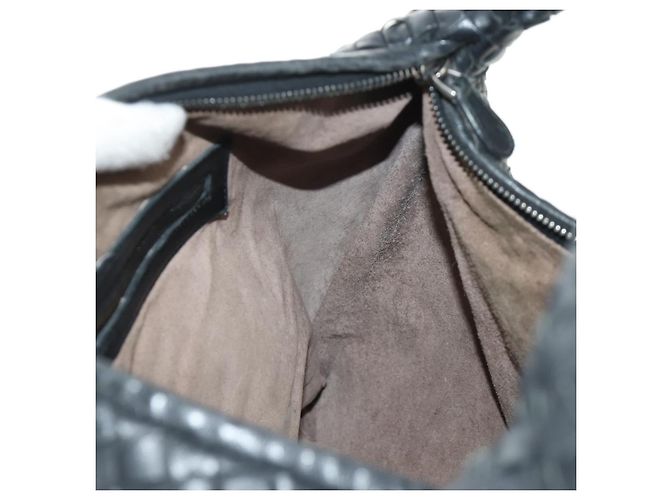 Bottega Veneta Borsa Hobo BOTTEGAVENETA INTRECCIATO in pelle nera e oro 115654 Auth 185094SAM - vista 22