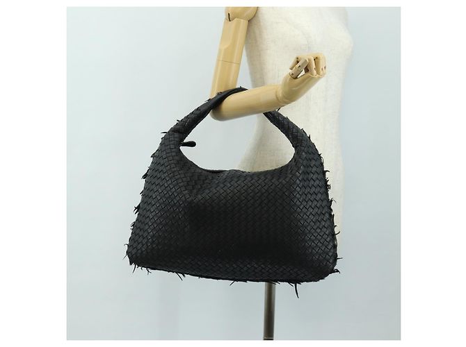 Bottega Veneta Borsa Hobo BOTTEGAVENETA INTRECCIATO in pelle nera e oro 115654 Auth 185094SAM - vista 26
