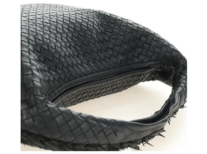 Bottega Veneta Borsa Hobo BOTTEGAVENETA INTRECCIATO in pelle nera e oro 115654 Auth 185094SAM - vista 6