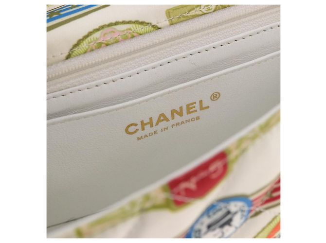 CHANEL Cuba Collection Matelasse 20 Chain Bag Satin White Gold CC Auth 185394SM Bianco D'oro - vista 20