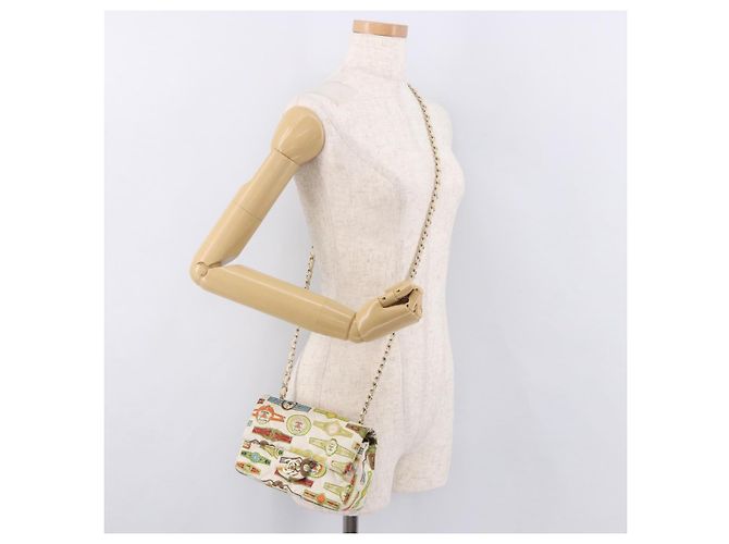 CHANEL Cuba Collection Matelasse 20 Chain Bag Satin White Gold CC Auth 185394SM Bianco D'oro - vista 25