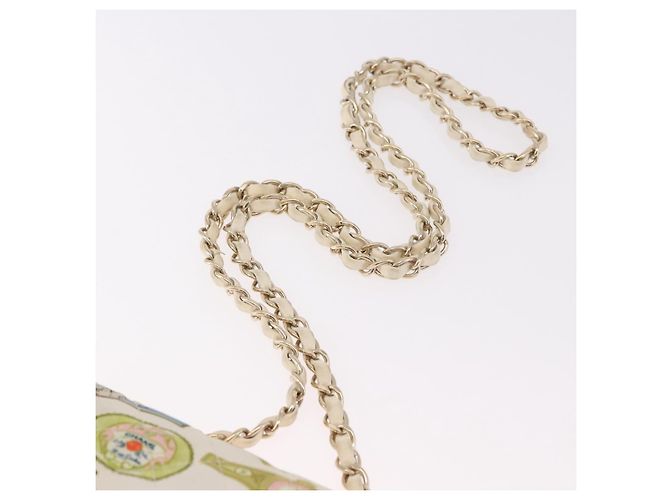 CHANEL Cuba Collection Matelasse 20 Chain Bag Satin White Gold CC Auth 185394SM Bianco D'oro - vista 7