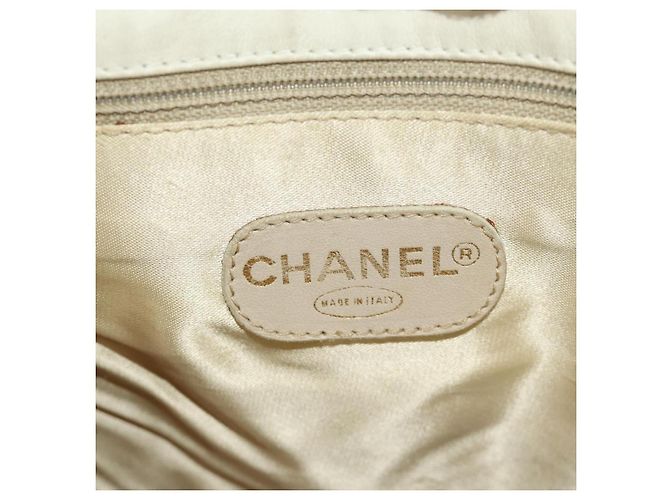 CHANEL Matelasse Chain Shoulder Bag Canvas Beige Gold CC Auth BA13294M D'oro - vista 25
