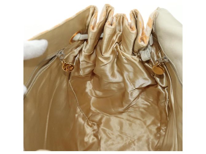 CHANEL Matelasse Chain Shoulder Bag Canvas Beige Gold CC Auth BA13294M D'oro - vista 28