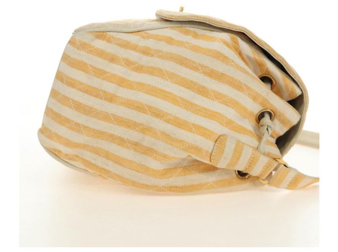 CHANEL Matelasse Chain Shoulder Bag Canvas Beige Gold CC Auth BA13294M D'oro - vista 6