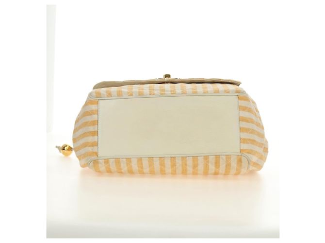 CHANEL Matelasse Chain Shoulder Bag Canvas Beige Gold CC Auth BA13294M D'oro - vista 8