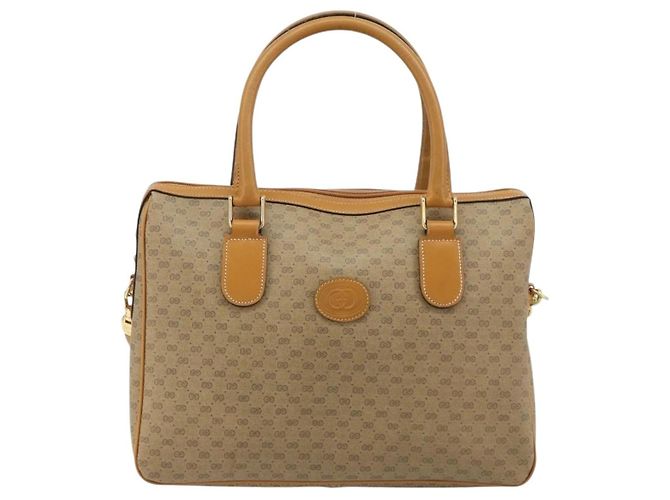 Borsa GUCCI Micro GG Supreme in PVC 2way Beige Oro Auth 184496 D'oro - vista 13