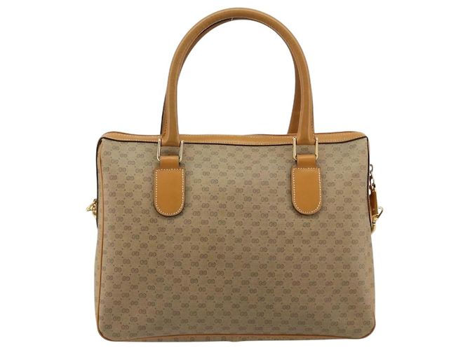 Borsa GUCCI Micro GG Supreme in PVC 2way Beige Oro Auth 184496 D'oro - vista 2