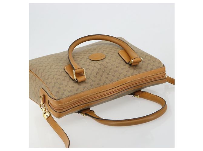Borsa GUCCI Micro GG Supreme in PVC 2way Beige Oro Auth 184496 D'oro - vista 6
