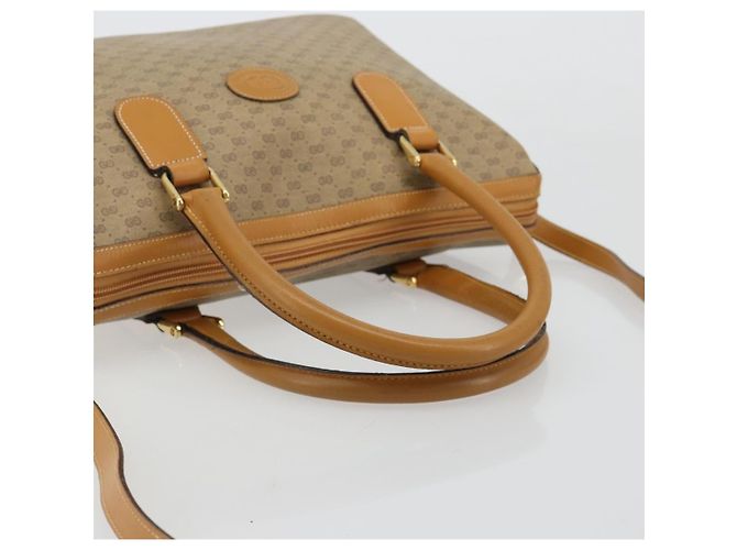 Borsa GUCCI Micro GG Supreme in PVC 2way Beige Oro Auth 184496 D'oro - vista 7