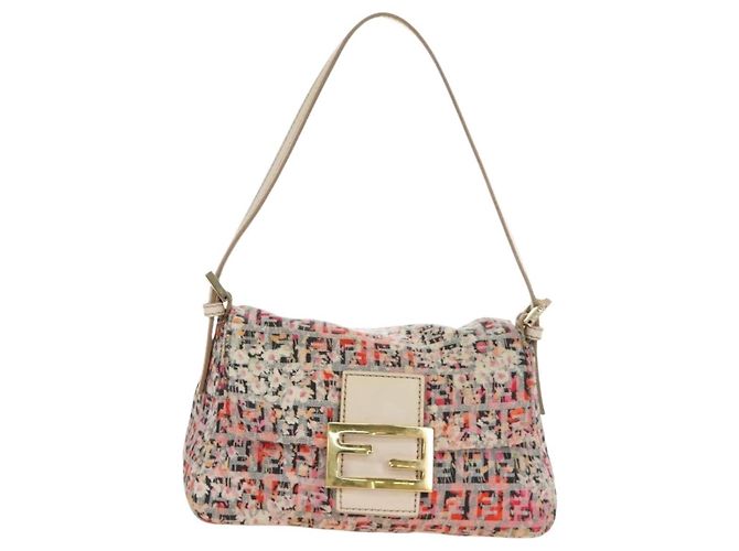 Borsa a tracolla FENDI Zucchino Canvas Mamma Baguette Rosa Oro Auth 165298SAV - vista 13