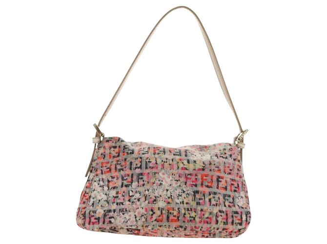 Borsa a tracolla FENDI Zucchino Canvas Mamma Baguette Rosa Oro Auth 165298SAV - vista 2